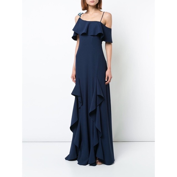 Zac Posen Dresses & Skirts - Zac Posen Asymmetrical Adie Navy Gown wedding